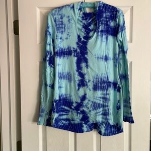 Tie dye lightweight performance shirt with hood